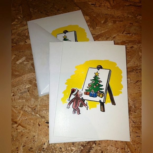 VINTAGE Lot of 13 COURIOUS GEORGE Monkey Christmas Cards - Picture 1 of 4